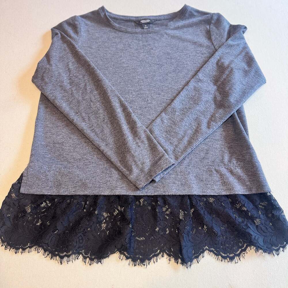 Simply Vera Vera Wang Women's Lace Hem Long Sleeve Top